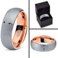 thumbnail image 4 of Tungsten Semicolon Punctuation Mark Symbol Band Ring 7mm Men Women Comfort Fit 18k Rose Gold Dome Brushed Gray Polished, 4 of 4