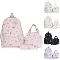 3 Pcs Coquette Bow Backpack for Women Cute Kawaii Bow Print Backpack Set Aesthetic Daypack Coquette Rucksack Blue 11.8 In
