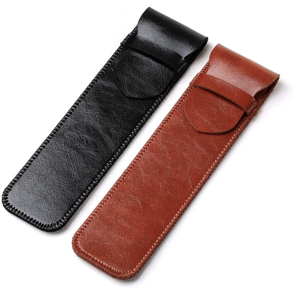 Leather Pen Case Holder Handmade Fountain Pen Pouch Soft Pen Protective Sleeve Cover for Ballpoint Pen, Stylus Touch Pen