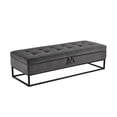 thumbnail image 5 of 58.6" Grey Velvet Bed Bench with Storage | Multifunctional for Bedroom, Living Room, and Hallway | Sturdy Metal Base with Button Tufting | Ideal for Small Spaces, 5 of 6