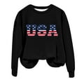 thumbnail image 4 of Beugl USA Sweatshirt on Sale, Women's Autumn Round Neck American Flag USA Print Loose Casual Pullover Sweatshirt USA Sweatshirt Women, Sweatshirt for Teen Girls Black L, 4 of 6