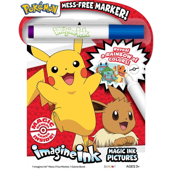 Pokemon Pikachu 16-Page Imagine Ink Coloring Book with Mess Free Marker
