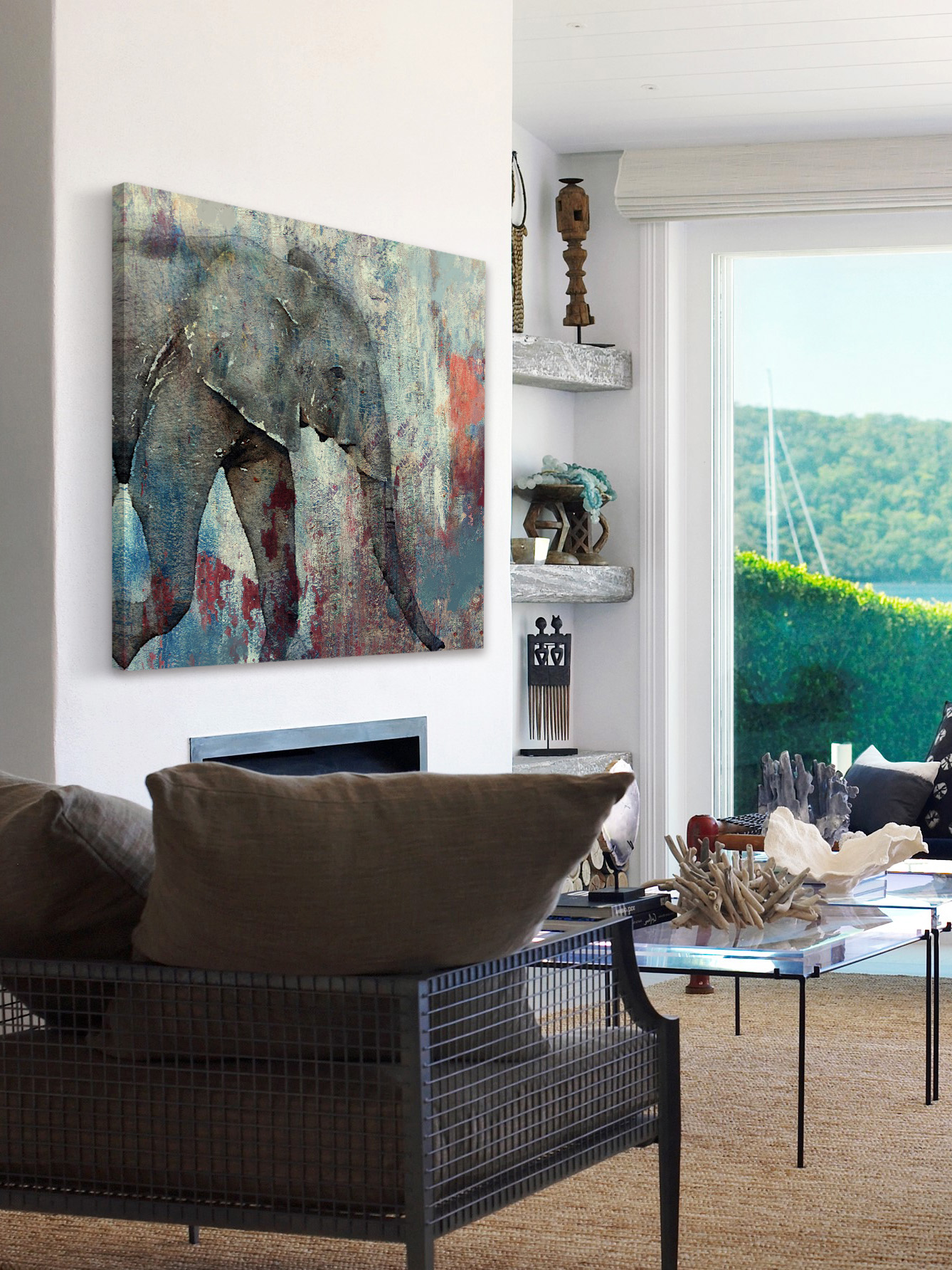 "Charging Elephant" Painting Print on Wrapped Canvas