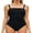 Black, variant on Charmo Women's One Piece Swimsuit Ruched Tummy Control Bathing Suits Vintage Retro Push Up Swimwear