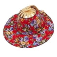 thumbnail image 4 of 2 in 1 Sunhat Foldable Bamboo Hand Fan Creative Wide Brim for Picnic Dancing Pro red flower, 4 of 8