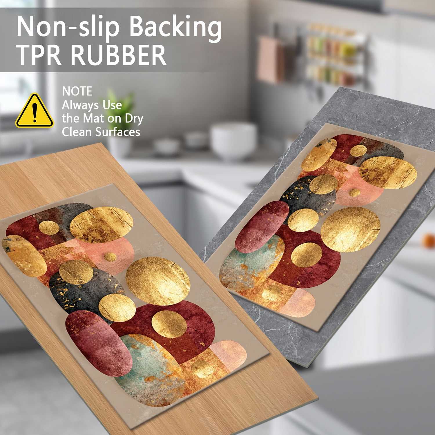 3 Piece Kitchen Rug Set, Non-Slip And Washable, Abstract Pattern Kitchen Hallway Rug, Soft And Comfortable, Suitable For Sinks, Floors, Entrances, Hallways and Bathrooms