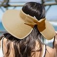 thumbnail image 5 of HAiming Straw Sun Visor Hats for Women Wide Brim Pontytail Summer Packable Beach Hats Foldable Floppy with UPF 50+, 5 of 5
