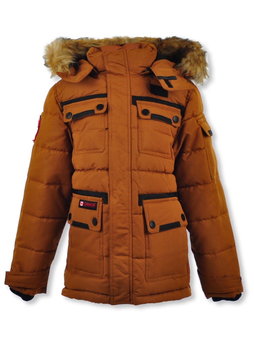 Canada Weather Gear Boys' Faux Fur Parka Jacket oak, 14 16 (Big