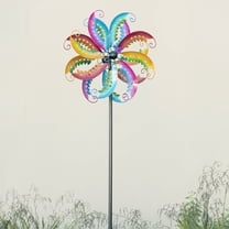 Alpine Corporation 96" Metal Jewel-Toned Wind Sculpture Spinner Garden Stake, Multicolor