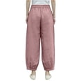 thumbnail image 2 of Women's Casual Relaxed Fit Cotton Linen Blend Wide Leg Pants Versatile And Flattering 9/10th Length Bell Bottom Pants, Size M-2XL, 2 of 3