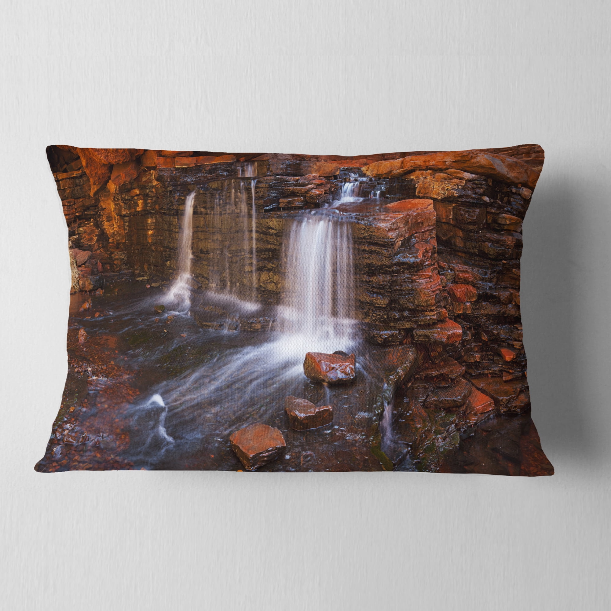 Designart 12" x 20" Red Polyester Throw Pillow