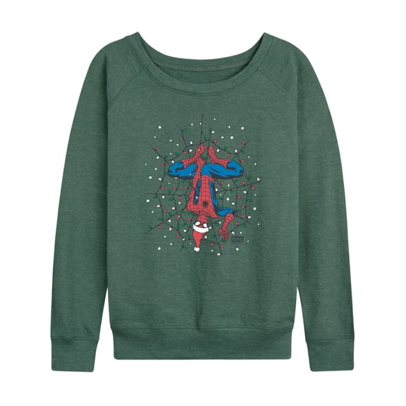 Marvel - Holiday Lights Spider Man - Women's French Terry Long Sleeve Pullover
