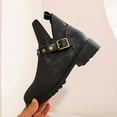 thumbnail image 5 of Fesfesfes Faux-Leather Boots for Women Winter Short With Round And Low Heels And Solid Metal Belt Buckles 6(37), 5 of 9