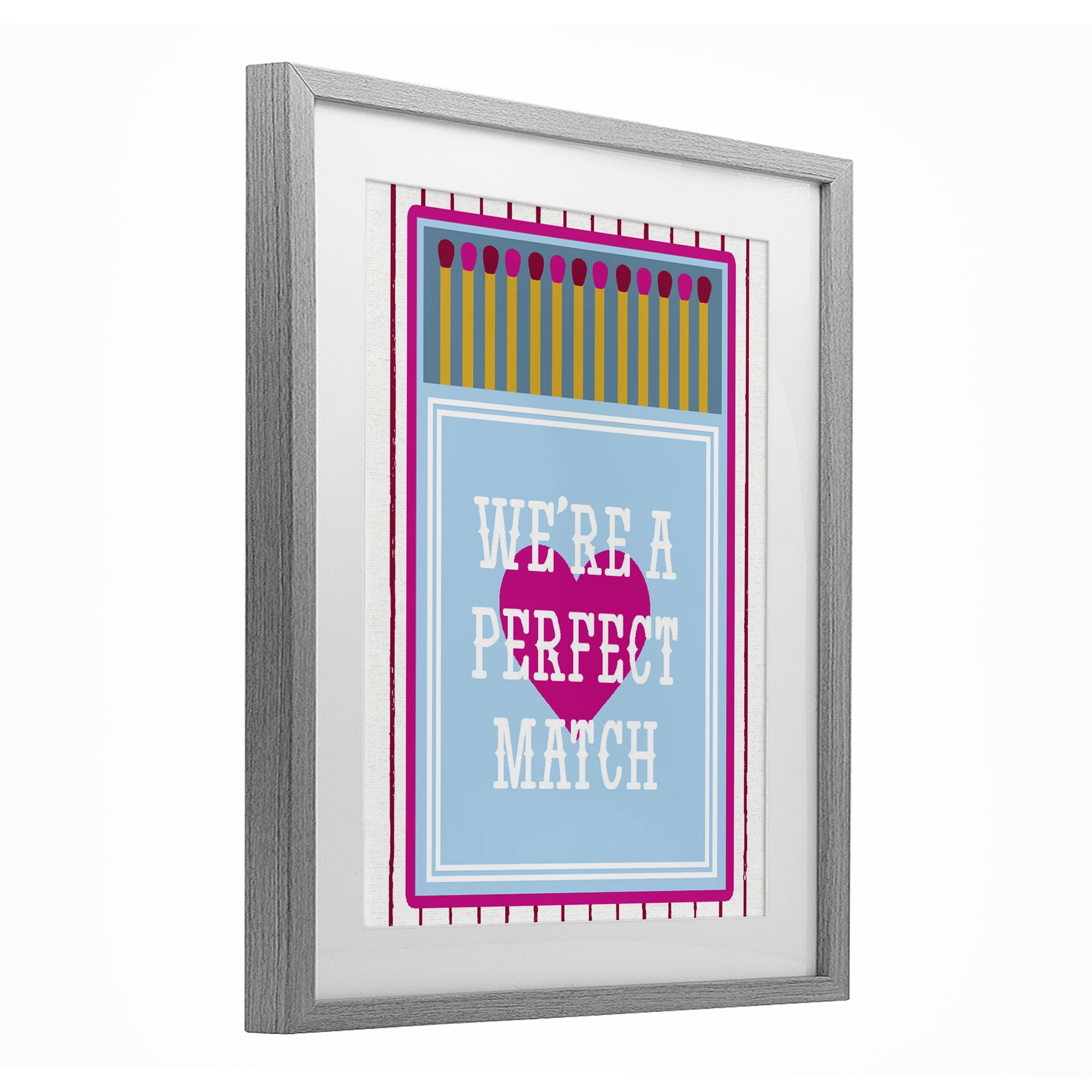 Stupell Industries We're A Perfect Match Gray Framed Print Under Glass, design by Lil' Rue