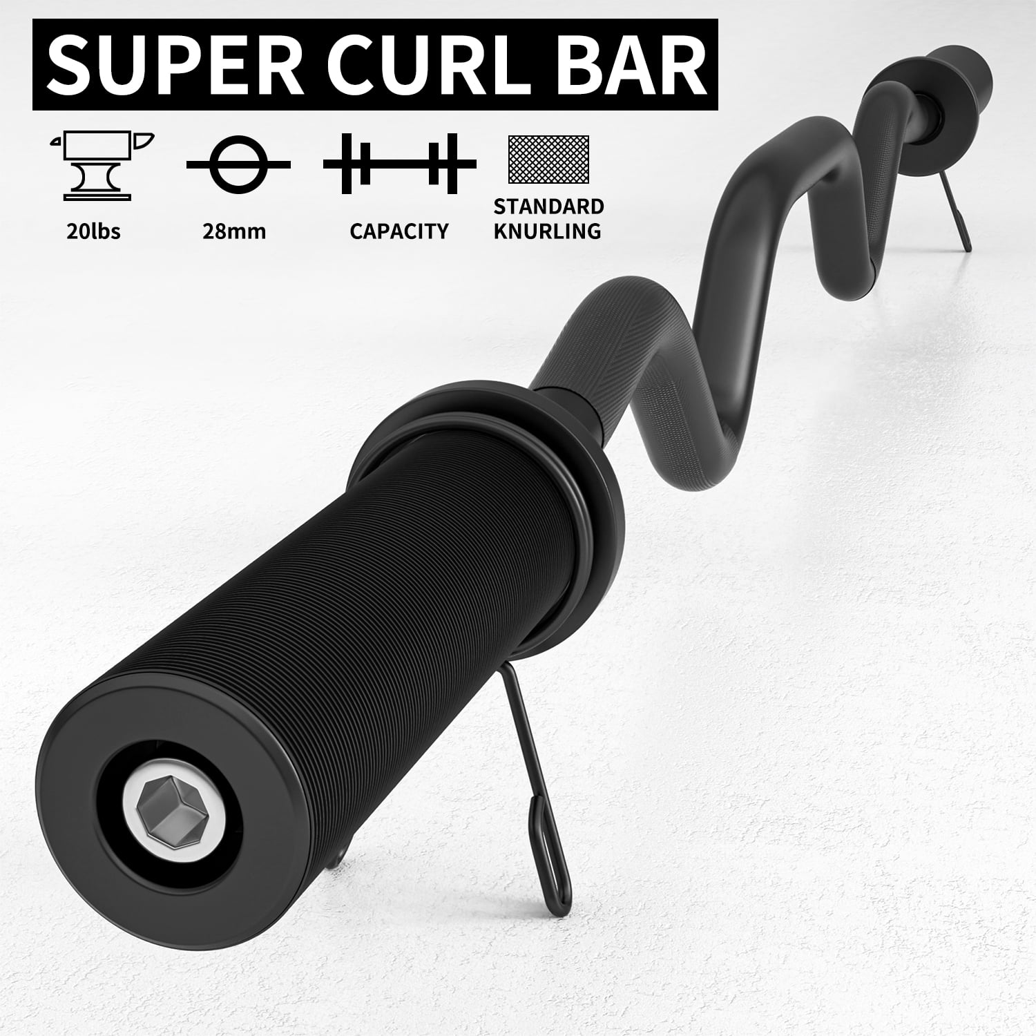 ARVAKOR 48" Olympic Barbell Curl Bar EZ Bar Strength Training Bar Threaded Chrome Barbell Bar for Weightlifting, 440-Pound Capacity, Black
