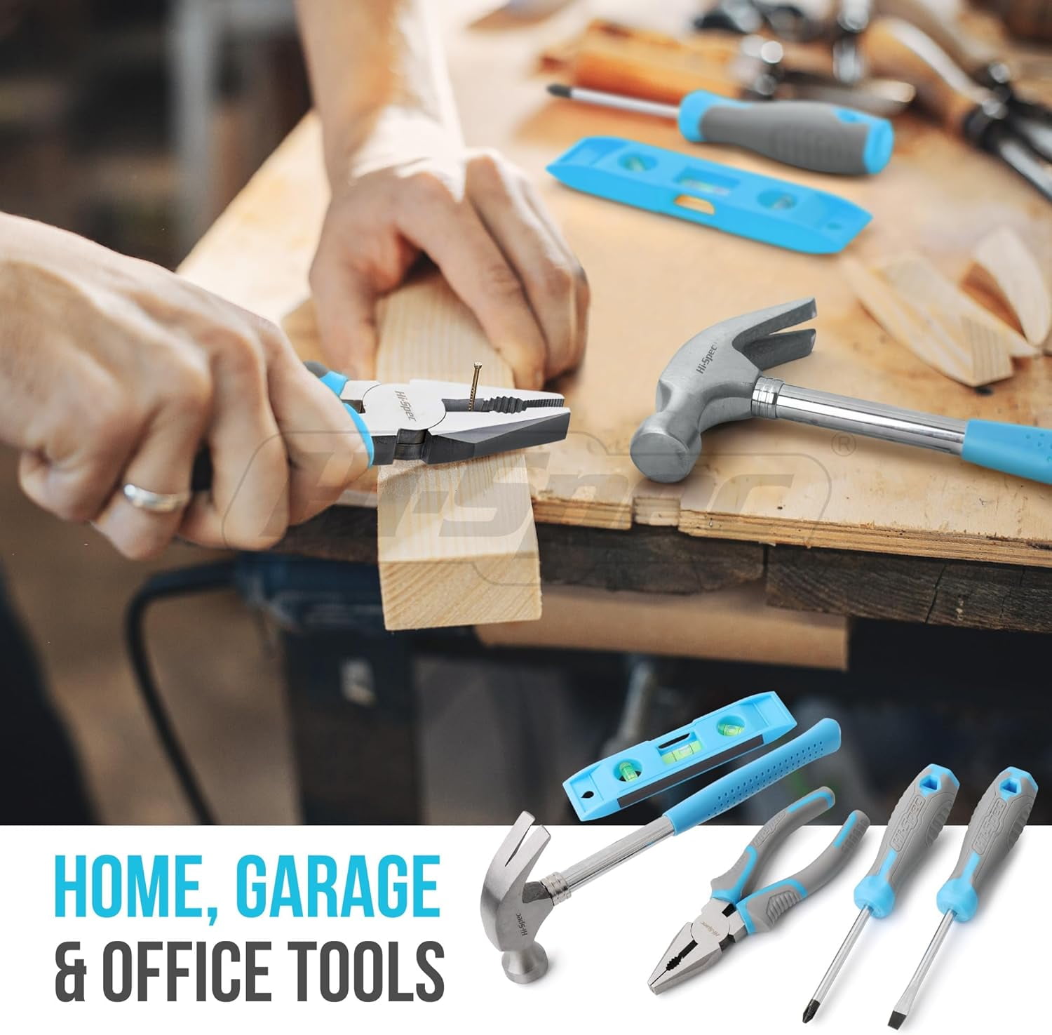Hi-Spec 42pcs Blue Small Basic Tool Kit for Household – Compact DIY Set for Home, Office & Dorm Repairs