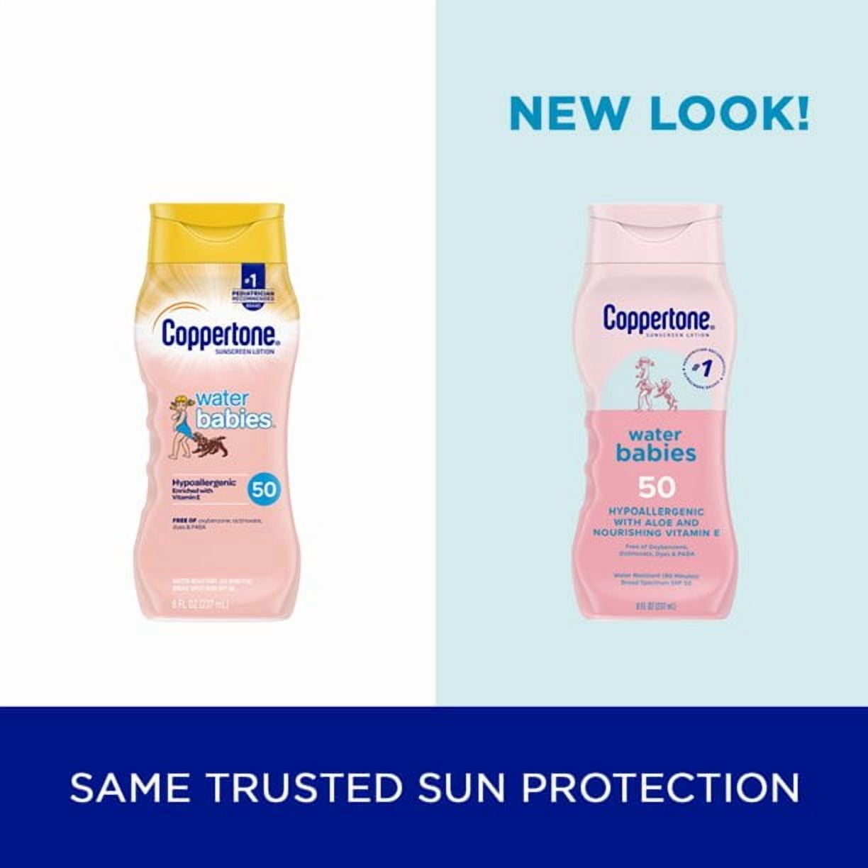 Coppertone Water Babies Non-Irritating Lotion with SPF 50, 8 oz (Pack of 3)