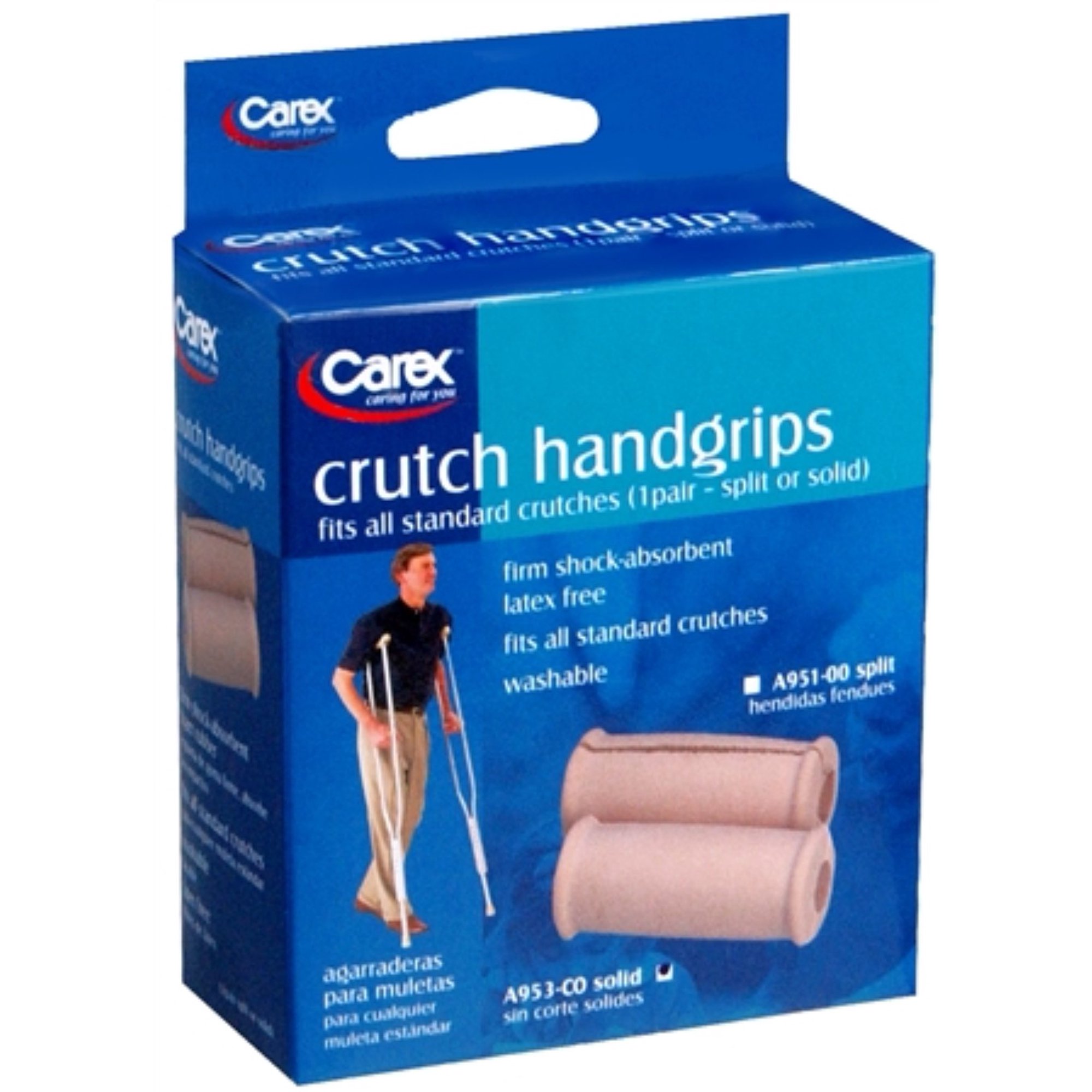 Carex Crutch Handgrips Solid A953-00 2 Each (Pack of 4)