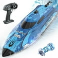 thumbnail image 4 of JoyStone Remote Control Boat with LED Lights, 25+ mph, 12 inch High-Speed RC Racing Boats for Pool & Lakes, Pool Toys for Kids & Adults, Blue, 4 of 12