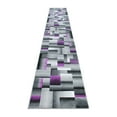 thumbnail image 2 of Emma + Oliver 3x16 Modern Cubist Olefin Accent Runner Rug in Gradient Shades of Black, Gray and Purple with Natural Jute Backing, 2 of 6