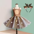 thumbnail image 4 of Vestido de lujo de reno de Navidad Hugo Disfraz de ciervo con Diadema para niñas 6-7 años, 4 of 8