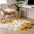 thumbnail image 4 of Round Rugs 3 Ft, Farmhouse Sunflower Non Slip Area Rugs for Kitchen Bedroom Entryway, Vintage Daisy Butterflies Rustic Burlap Washable Carpet Runner Rug Floor Mats for Bedroom Home Decor, 4 of 8
