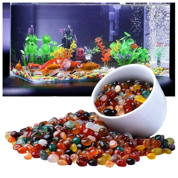 Natural Colorful Crystal Decorative Aquariums Gravel,1.1lb/500g Colored round agate Stone for Fish Tanks Plant Terrariums Decor Handwork DIY Craft