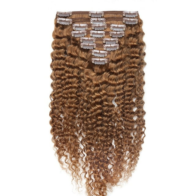 Extensions de Cheveux Humains Afro Kinky Curly Double Wweft Clip Full Head pour Femmes