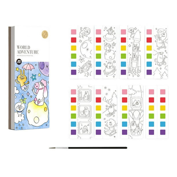 Libro de pintura de acuarela Hugo con pincel DIY para niñas regalo Estilo D