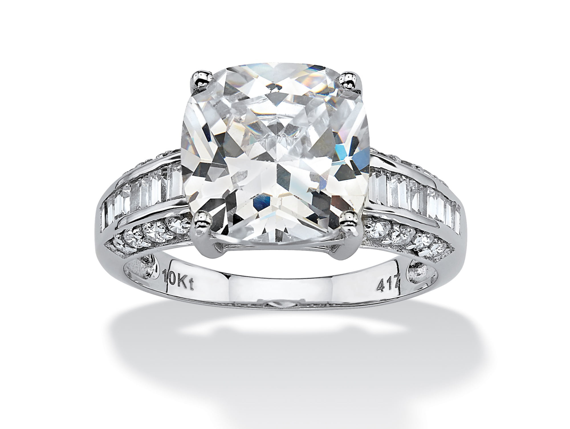 3.37 TCW Cubic Zirconia Engagement Ring in 10k White Gold 
