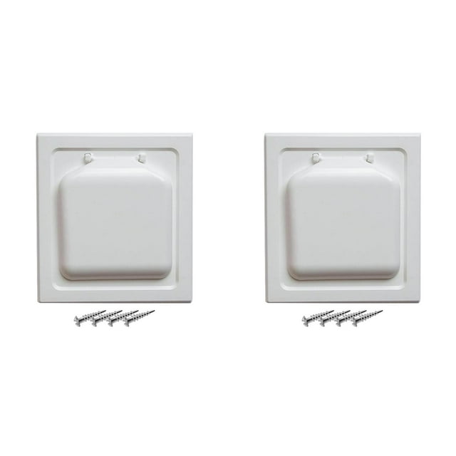 YWIYIUD 2 Ensembles Housse d'Évent de Sécheuse Blanche à Double Porte 7.01x7.48 Pouces avec 4 Vis Pratique et Résistante Housse d'Évent d'Extérieur Adaptée à une Utilisation Intérieure Extérieure