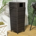 thumbnail image 6 of happimess Keaton Modern 24.13-Gallon All-Weather Wicker/Metal Lidded Hideaway Outdoor Trash Can for Package Delivery, Patio Furniture, Cushions, Gardening Tools, Pool Supplies, Brown, HPM1203A, 6 of 9