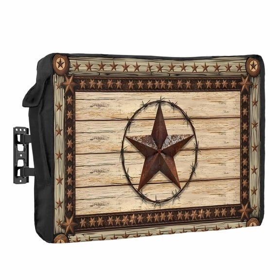 Outdoor TV Cover 48 to 50 Inches, Retro Texas Star Farmhouse Country Star Wood Grain Waterproof and Weatherproof TV Cover with Remote Control Pocket, Flat Screen TV Cover Protector for Outside TV