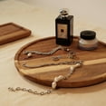thumbnail image 3 of GoXteam Acacia Wood Round Wood Tray for Coffee Table, 11.5 Inch Wooden Serving Decorative Trays for Home, 3 of 7