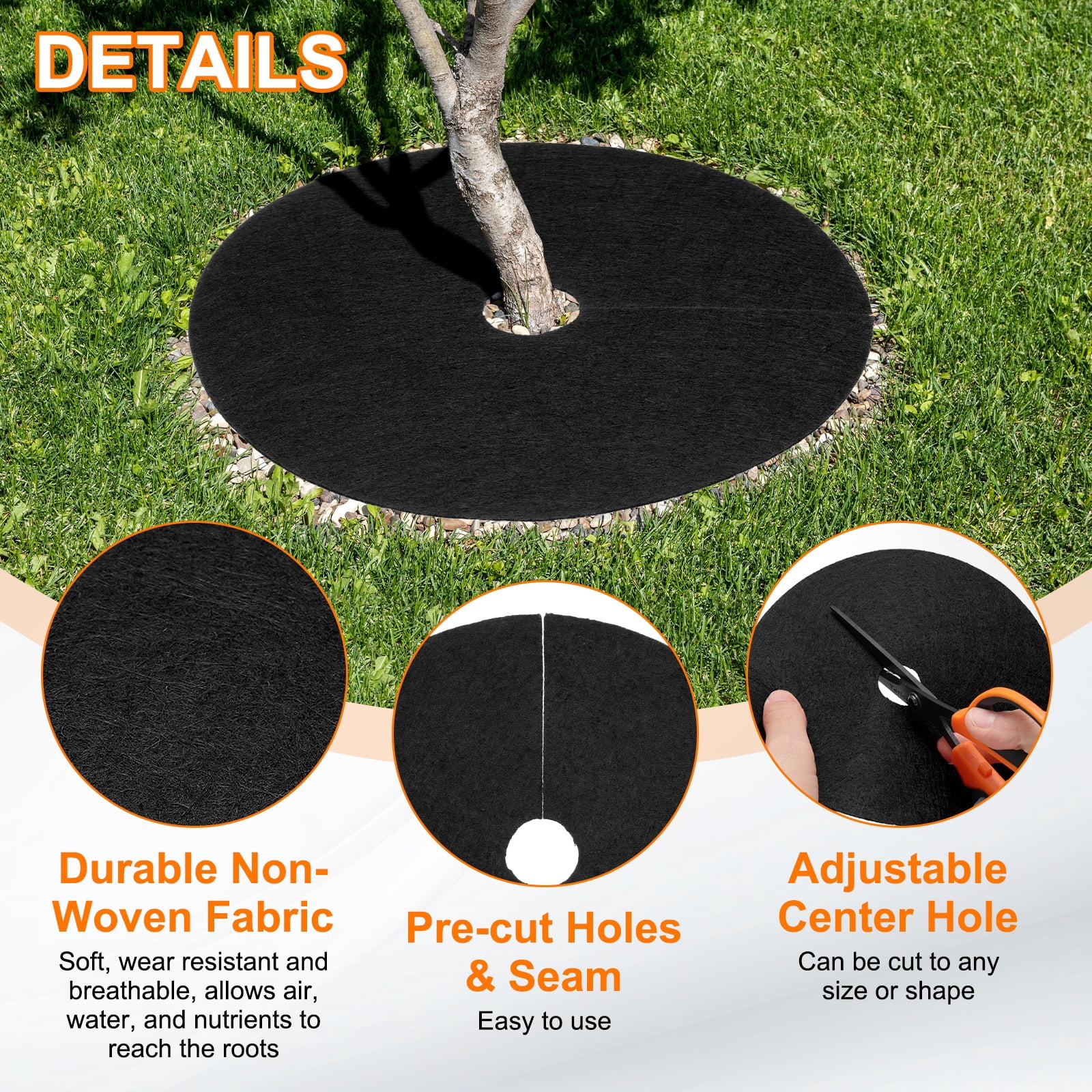 Uxcell 8pcs Tree Mulch Ring 20.5 Inch Non-Woven Round Tree Protector Weed Barrier Mat Plant Cover Rings for Weed Grass Control Root Protection, Black