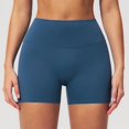 thumbnail image 2 of High Waist Yoga Shorts for Running Gym Fitness Seamless Tight Workout Bottoms with Scrunch Booty Lift and Control, M, Blue, 2 of 6