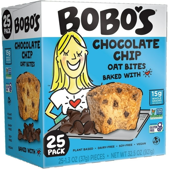 Bobo’s Oat Bites, Chocolate Chip, 1.3 Ounce (Pack of 25)