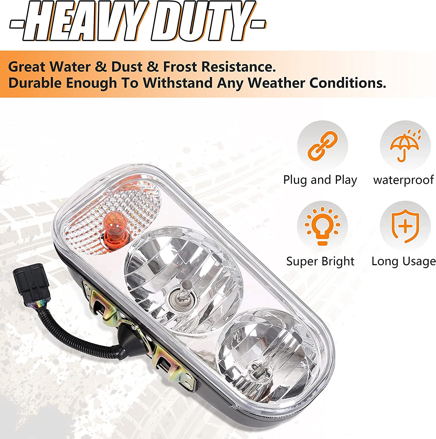 Kojem Universal Halogen Snow Plow Headlight Lamps Kit for Boss Western Meyer Blizzard Curtis, Enhanced Visibility, Long Lasting Light, Super Brightness Output