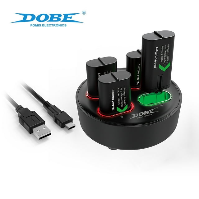 Xbox Universal 4-in-1 Controller Charging Station - Dual Dock with 2x 1200mAh Battery Packs for Xbox Series X/S & Xbox One Wireless Controllers | Fast Charging, LED Indicators, Overcharge Protection