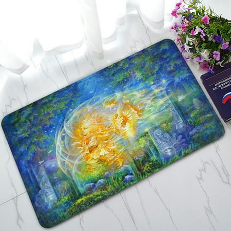 Phfzk Original Oil Canvas Doormat Golden Girl With Flowers