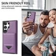 thumbnail image 2 of JiaheCover for Samsung Galaxy S21, Wallet Case with Credit Card Holder,Rugged Shockproof Kickstand Magnetic Buckle RFID Blocking Flip PU Leather Case, purple, 2 of 8
