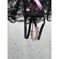 thumbnail image 3 of Tangas de malla con encaje floral, bragas con lazo y entrepierna abierta con perlas artificiales, lencería y ropa interior sexy para mujer, 3 of 5