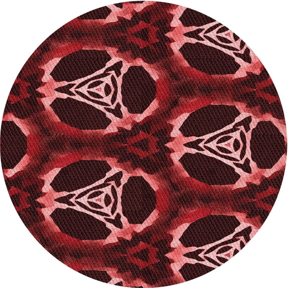 Ahgly Company Machine Washable Indoor Round Transitional Maroon Red Area Rugs, 8' Round