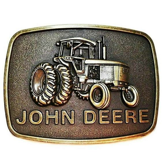 John Deere Tractor Bronzetone Metal Belt Buckle