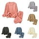 thumbnail image 4 of Conjunto de pijama de felpa para mujer talla grande: camiseta de manga larga y pantalones. Ropa cómoda para estar por casa en invierno con estampado jacquard., 4 of 4
