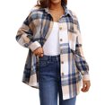 thumbnail image 3 of UVN Plaid Shirts for Women Flannel Long Sleeve Shacket Jacket Ladies Shirt Button Down Top Casual Coats, 3 of 8