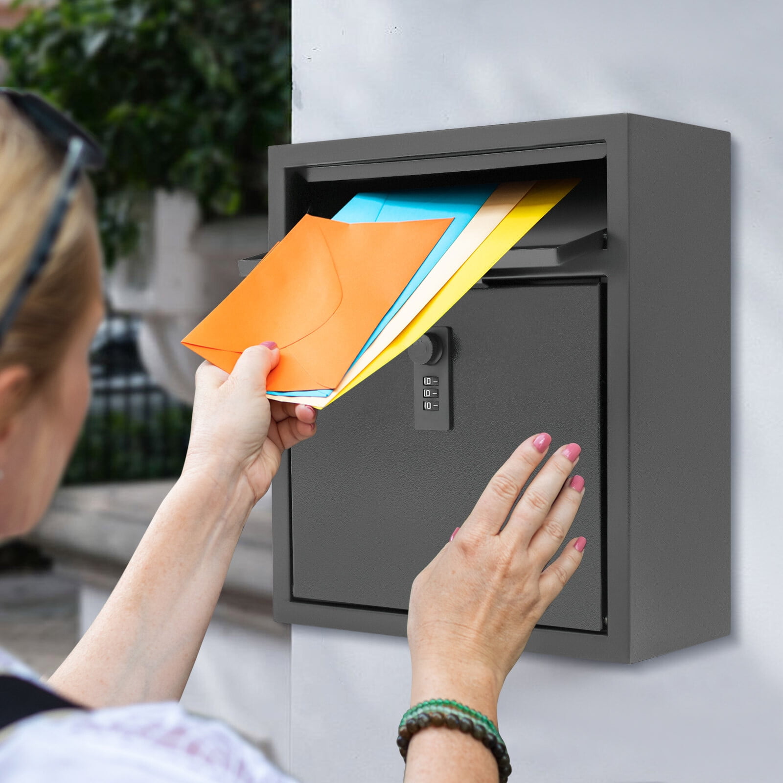 Mailbox, Wall-mounted Mailbox, Mailbox With Combination Lock for Residential Areas, Residential Buildings, Apartments, Commercial Residences (10.51*4.72*12in)