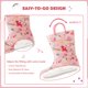 thumbnail image 4 of EUXTERPA Botas de lluvia impermeables con luz para niños pequeños y botas con purpurina con asas para niñas pequeñas talla 8 unicornio rosa, 4 of 5