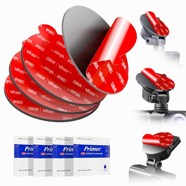 3M VHB Almohadillas adhesivas de doble cara para soporte de cámara de tablero – Paquete de 4 cintas adhesivas redondas de 2,2 pulgadas resistentes al calor para parabrisas de automóvil, tablero, GPS y