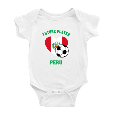 Future Soccer Player Peru Soccer Fan Cute Baby One-pieces (White, 12-18 Months)